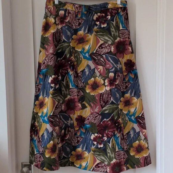 Vintage Lucia Floral Midi Skirt With Buttons Size 12 - Picture 3 of 8
